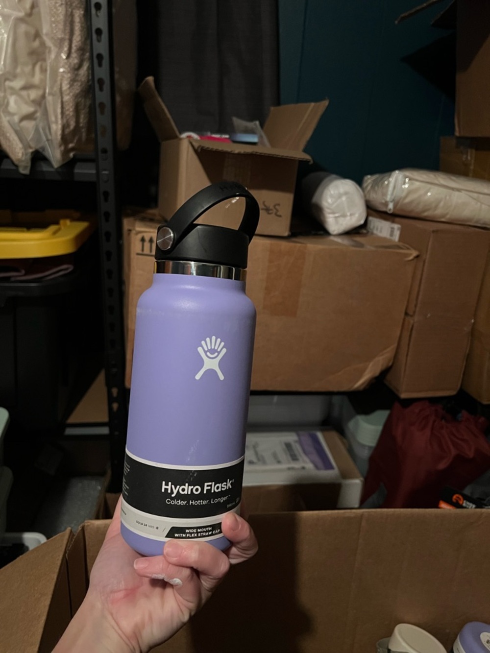 Hydro Flask Purple Water Bottle with Black Lid